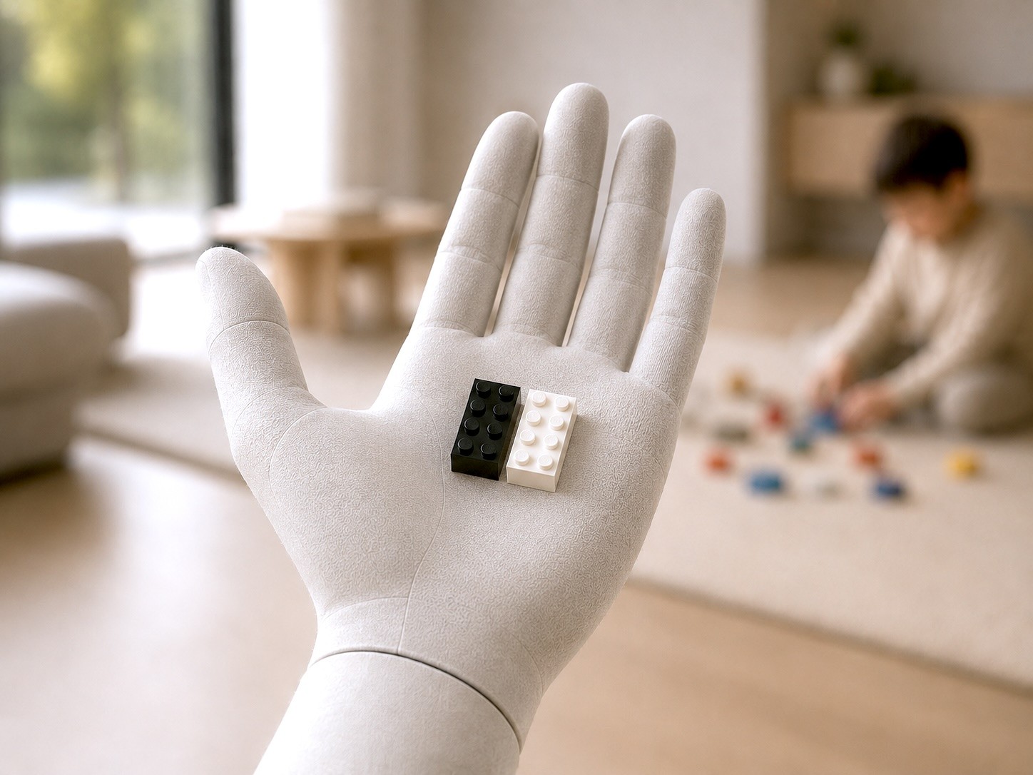 Robot is waving in the living room