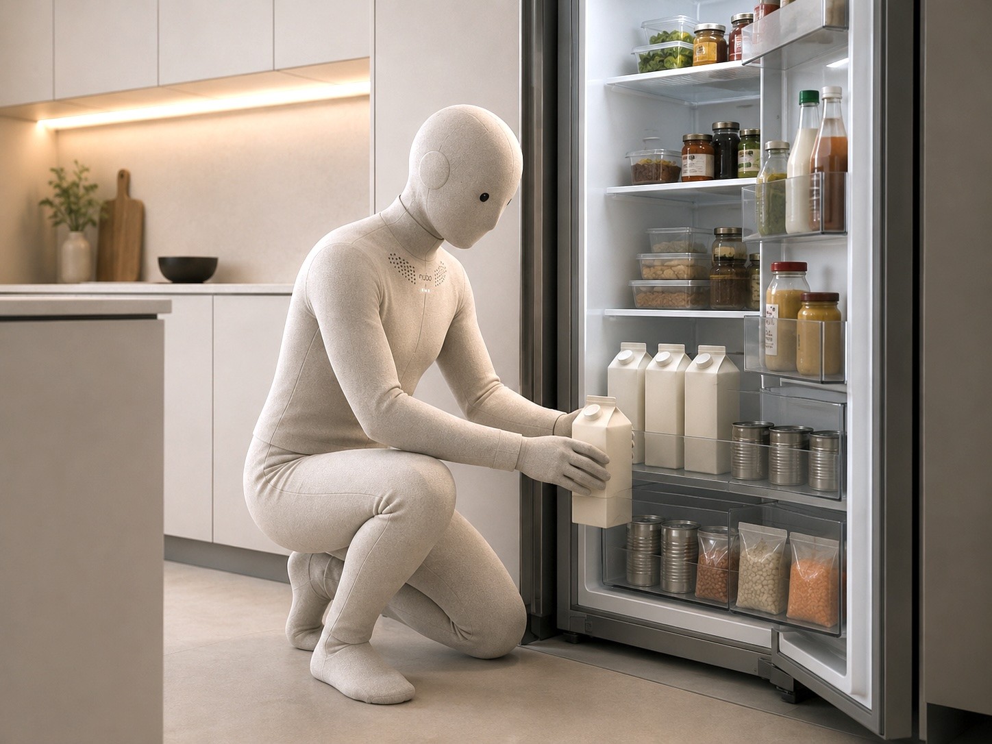 Nubo humanoid robot loading the fridge